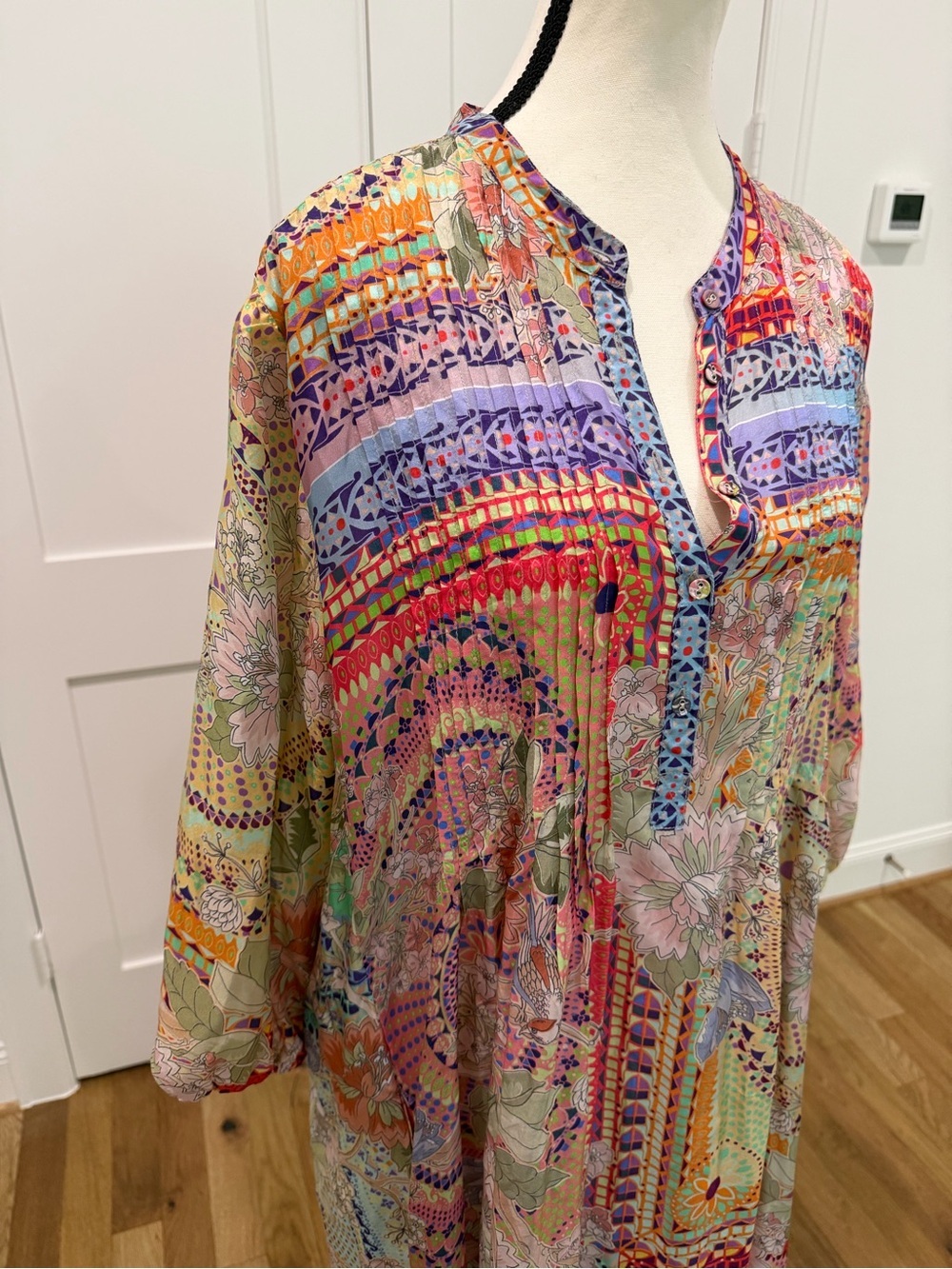 🌸 Johnny Was Britta Silk Mosaic Tile Maxi Dress XL - Picture 5 of 13